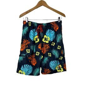 US Polo Assn Navy Blue Tropical Lined Swim Trunks Men's Size Medium